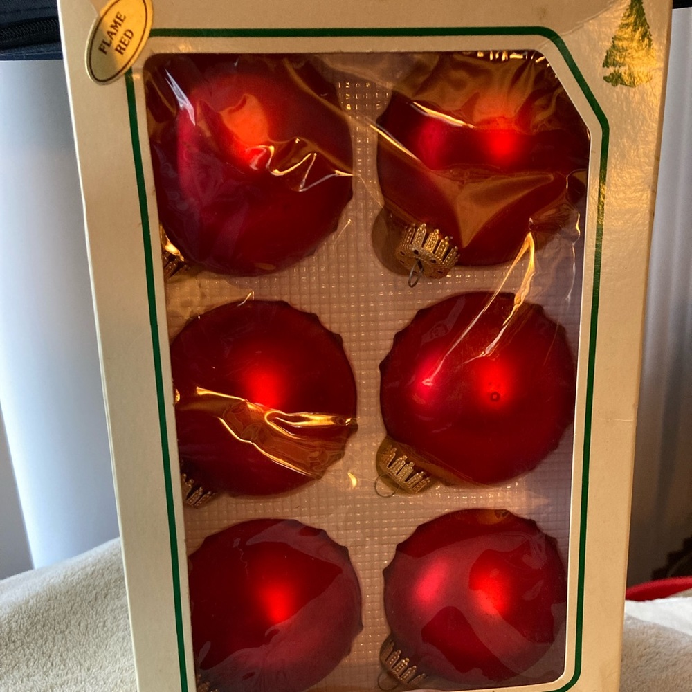 Vintage Christmas by the Kreb’s Flare Red Ornaments
